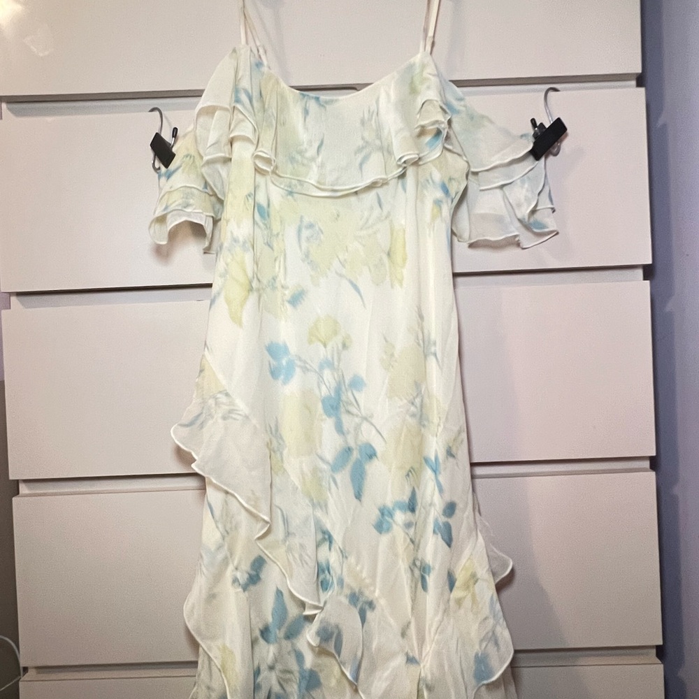 Primark Rita Ora Asymmetrical Floral Dress in Blue and Yellow